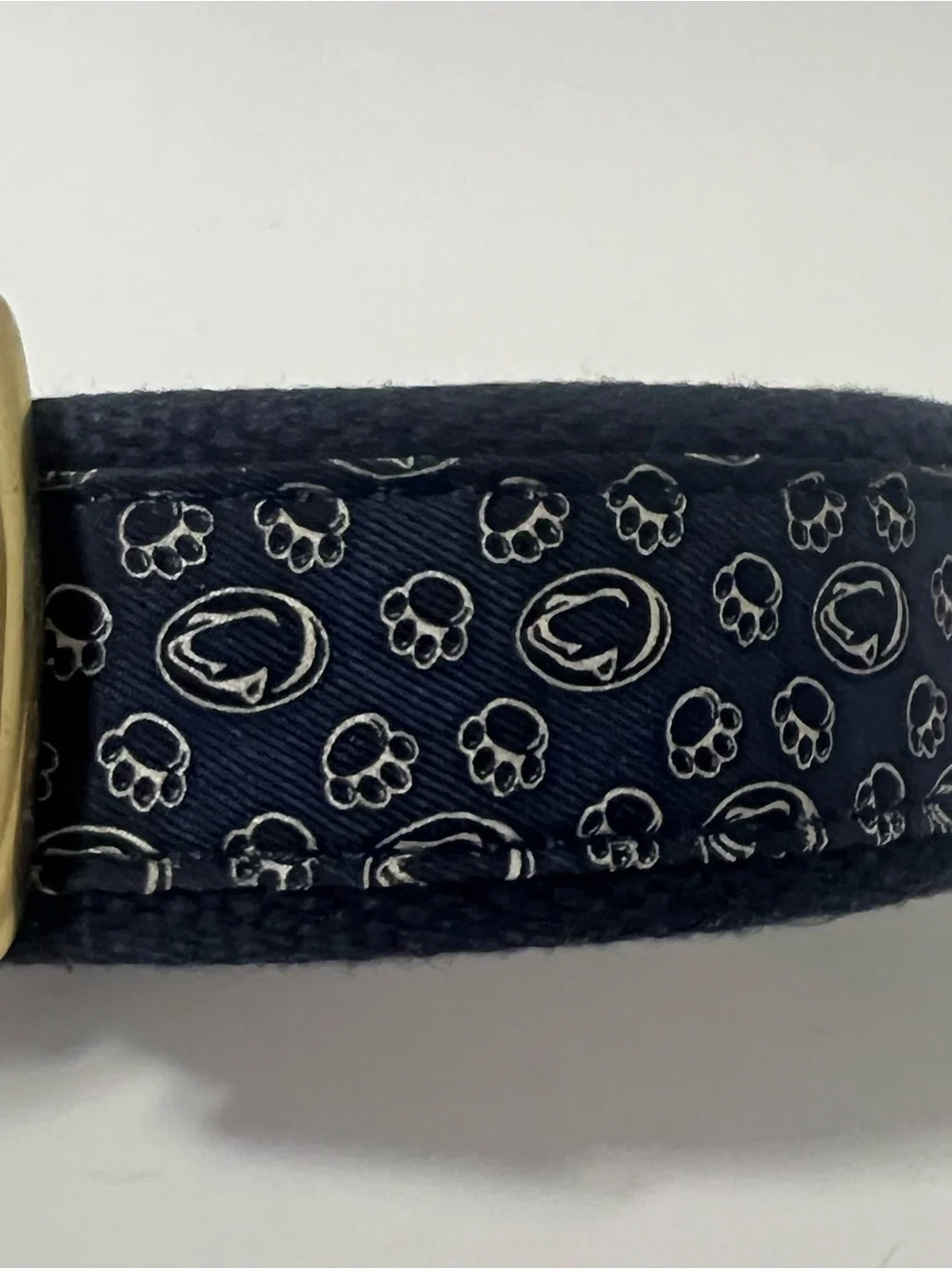 Vineyard Vines Penn State College Logo Pattern Preppy Leather Canvas Belt 42